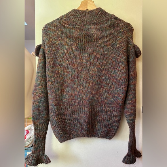 Zara Ruffled Mohair Blend 3D Flowers Knit Sweater NWT Vintage Style - Picture 9 of 12